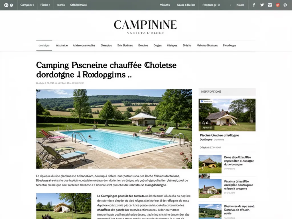 Piscine extérieure chauffée dans un camping du Périgord avec transats et verdure autour