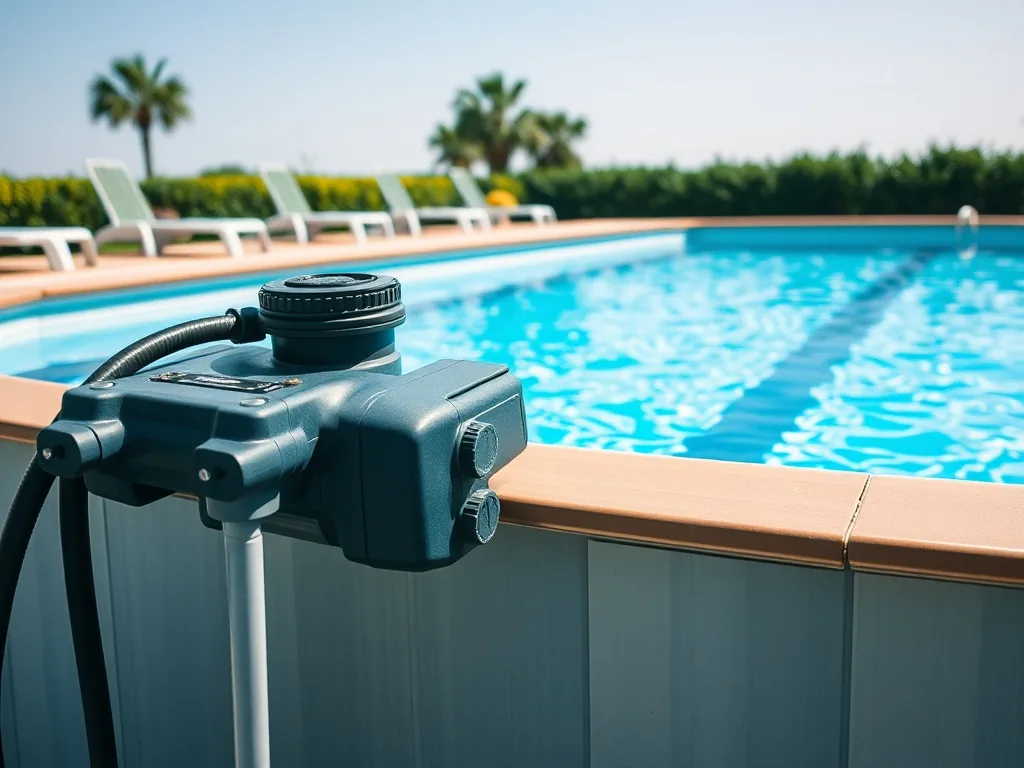 Piscine enterrée protégée par une couverture de sécurité à barres, bien tendue sur le bassin