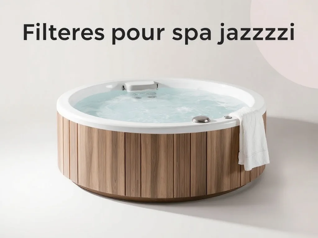 Cartouche de filtration spa démontée, prête à être nettoyée, à côté d'un spa gonflable en terrasse