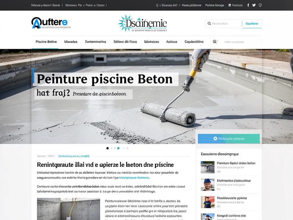 Piscine creusée en béton avant peinture, bâchée partiellement avec matériel de ponçage autour