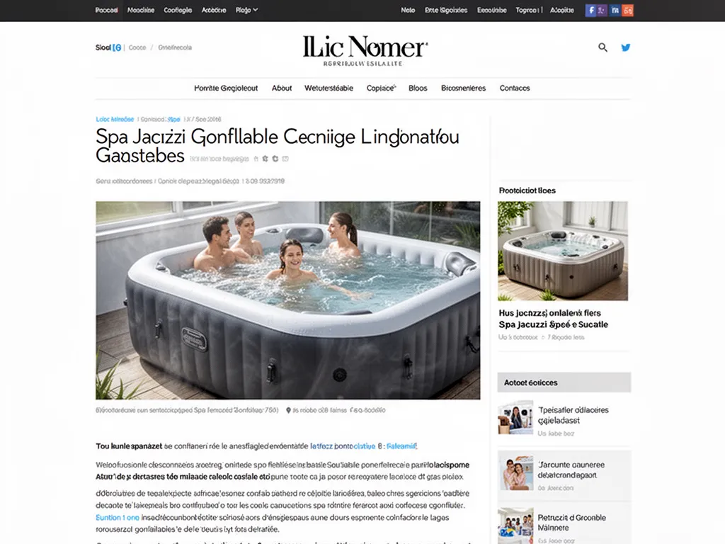 Spa gonflable installé sur une terrasse, eau claire, couverture posée